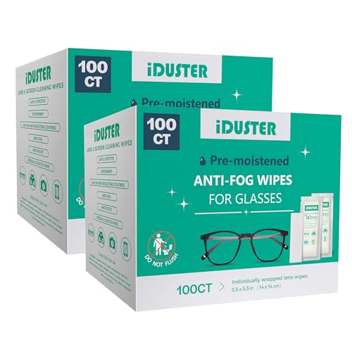 iDuster 200 Count Lens Wipes for Eyeglasses, iDuster Pre-Moistened Individually Wrapped Eyeglass Wipes, Lens Cleaning Wipes for Eyeglasses, Sunglasses, Goggles and Camera Lens - Image 1