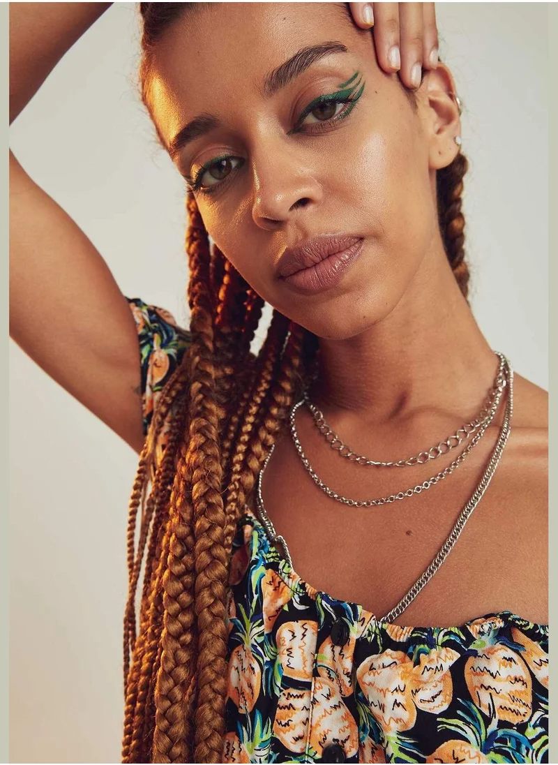 DeFacto Relaxed Fit Patterned Square Neck Romper