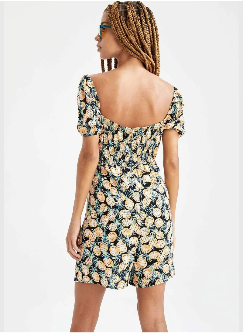 DeFacto Relaxed Fit Patterned Square Neck Romper