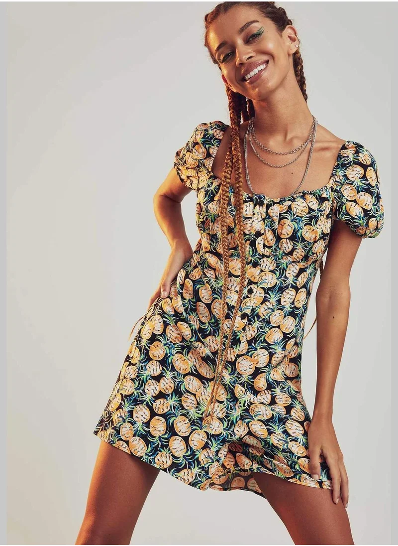 DeFacto Relaxed Fit Patterned Square Neck Romper