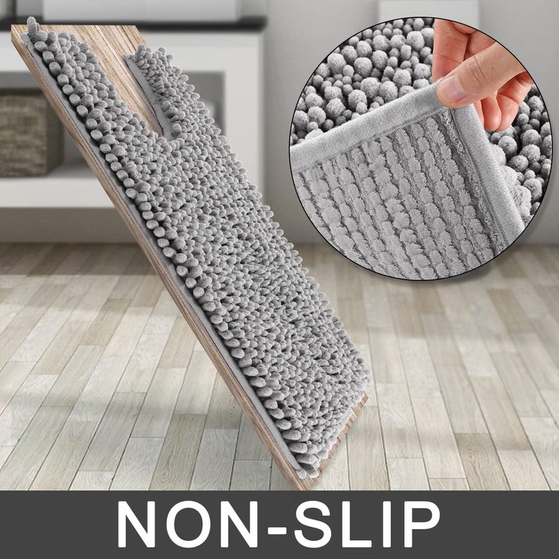 Yimobra Luxury Shaggy U-Shaped Toilet Rug  Soft Comfortable Contour Mat for Bathroom Floor  24.4 X 20.4 Inches  Non-Slip Bath Carpet  Maximum Absorbent  Dry Quickly  Machine-Washable  Gray - Image 4