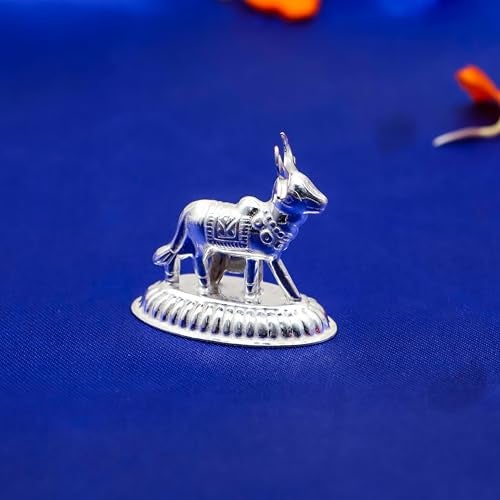 TORPPEZA Pure Silver Kamdhenu Cow and Calf Idol for Pooja/Worship and Gifting Purpose (Size : L-3.4cm * W-2cm * H-3cm | Weight : 5.5gm Approxe) - Image 4