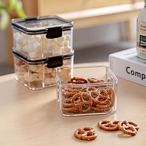 KWER 700Ml Air Tight Container Set For Home Kitchen Items Storage Containers Set Food Containers (Plastic, Pack Of 4), Black - Image 3