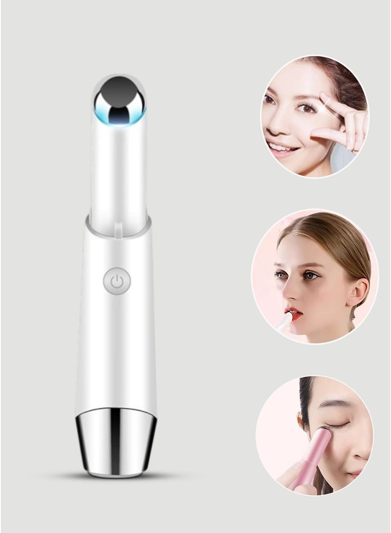 جهاز العناية الذكي بالعين والشفاه بالفوتون – BLK-D018 – علاج بالضوء الأحمر والأزرق مع اهتزاز – لإزالة التجاعيد وانتفاخ تحت العين – مدلك وجه، قابل للشحن، أبيض - Image 3