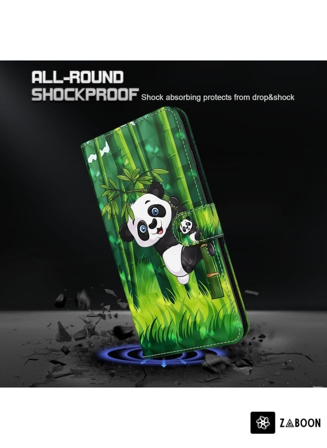 Green Tiger - For Motorola Moto G Power 2022 3D Painting Pattern TPU + PU Phone Case(Panda Climbing Bamboo) - Image 1