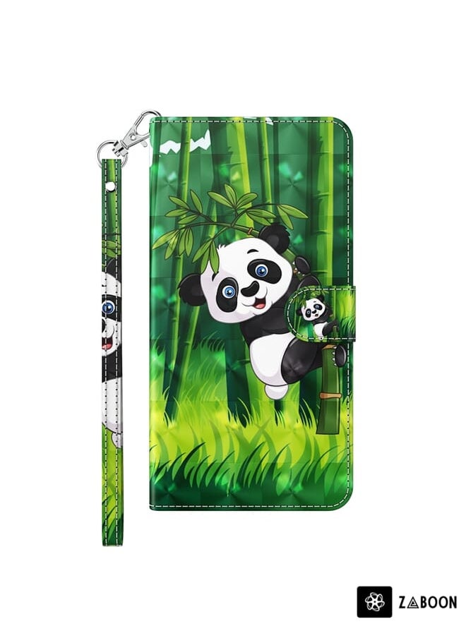 Green Tiger - For Motorola Moto G Power 2022 3D Painting Pattern TPU + PU Phone Case(Panda Climbing Bamboo) - Image 1