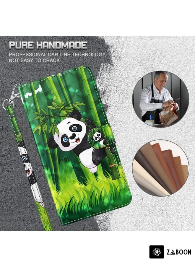 Green Tiger - For Motorola Moto G Power 2022 3D Painting Pattern TPU + PU Phone Case(Panda Climbing Bamboo) - Image 1
