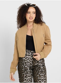 Ginger Suede Look Bomber Jacket  - Image 1