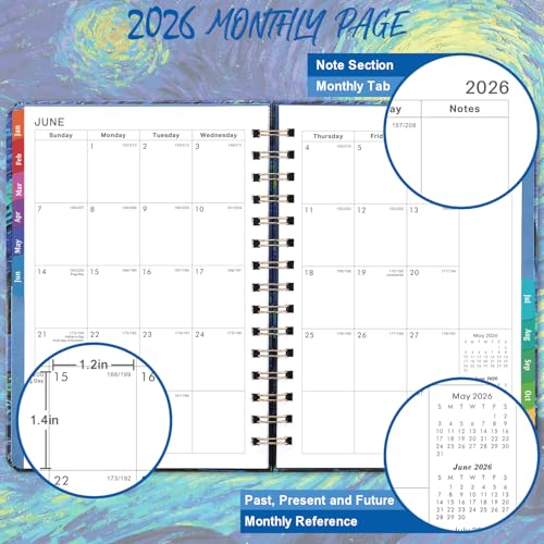 BooQool 2026 Planner – Weekly ＆ Monthly Planner 2026, Jan.2026 - Dec.2026, 6.4" x 8.5", 2026 Calendar Planner with Tabs, Hardcover, Strong Binding, Thick Paper, Back Pocket, Elastic Closure, Inner Pocket - Image 4
