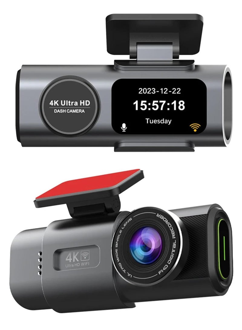 4K Dual Lens Dash Cam with Night Vision & WiFi - Front & Rear Car Camera, 24/7 Parking Mode, Loop Recording, Ultra Wide Angle, Gravity Induction - Image 1