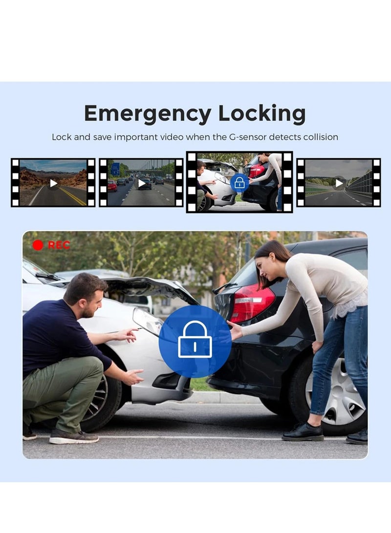 4K Dual Lens Dash Cam with Night Vision & WiFi - Front & Rear Car Camera, 24/7 Parking Mode, Loop Recording, Ultra Wide Angle, Gravity Induction - Image 4