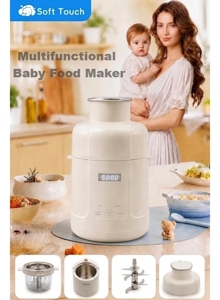 Soft Touch Multi-Functional Baby Food Maker, 2-in-1 Steamer and Blender, 300mL Glass Bowl, Baby Food Processor with SS316 Blade, Low-Noise, Keep-Warm, Steam Cook and Blender with Touch Screen Control for 6+ Months - Image 1
