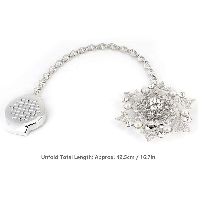 Silver Magnetic Curtain Tiebacks Rhinestone Decorative Holdbacks Set of 2 - Image 5