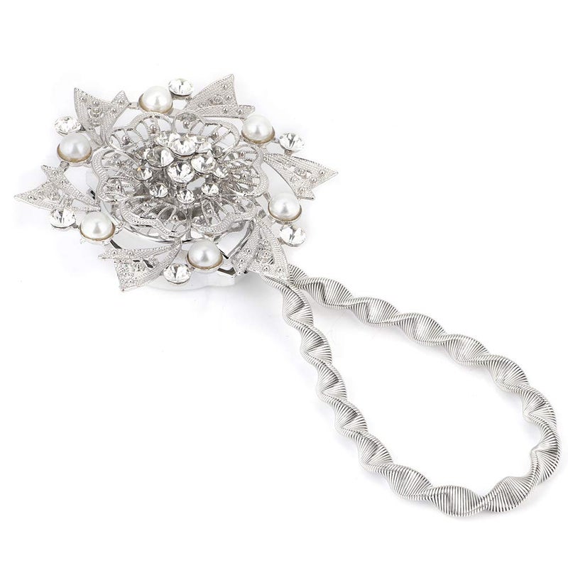 Silver Magnetic Curtain Tiebacks Rhinestone Decorative Holdbacks Set of 2 - Image 2