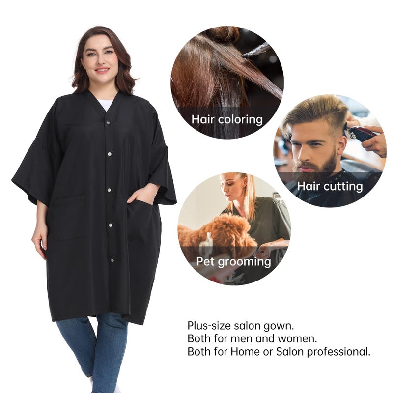 PERFEHAIR Salon Client Gown Capes - Plus Size Hair Coloring Wrap Kimono Style - Lightweight & Soft - Hair Stylist, Dogs Grooming Smock with 2 Pockets - 5 Snap Closures - Image 4