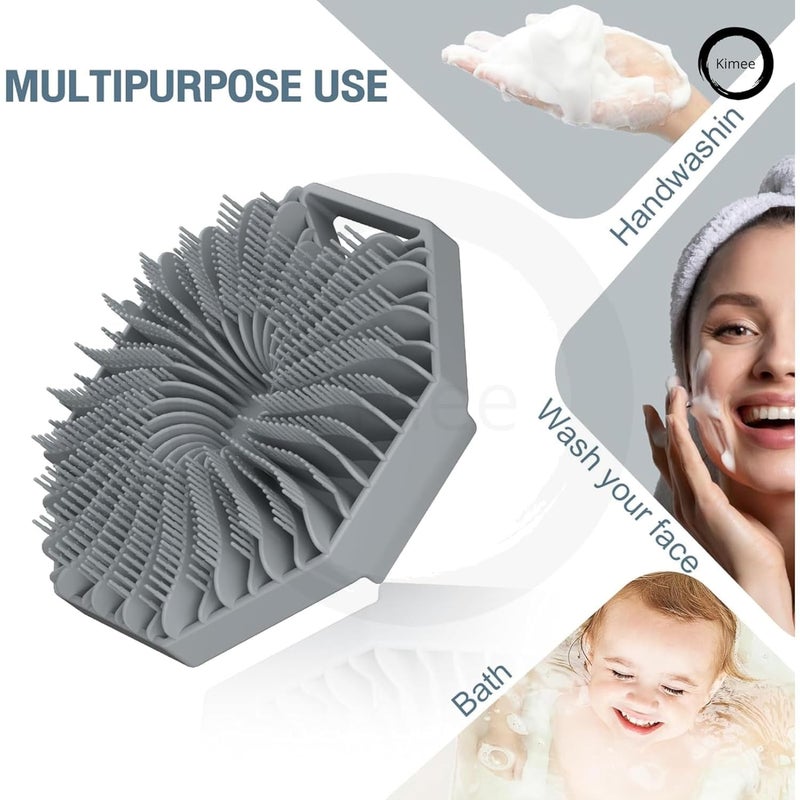 Bitrexup Silicone Body Scrubber | Silicon bathing brush Silicone Body Brush | Dry Exfoliating Brush Gentle Exfoliating for Women,Men and Babies with Sensitive Skin (GREY) - Image 3