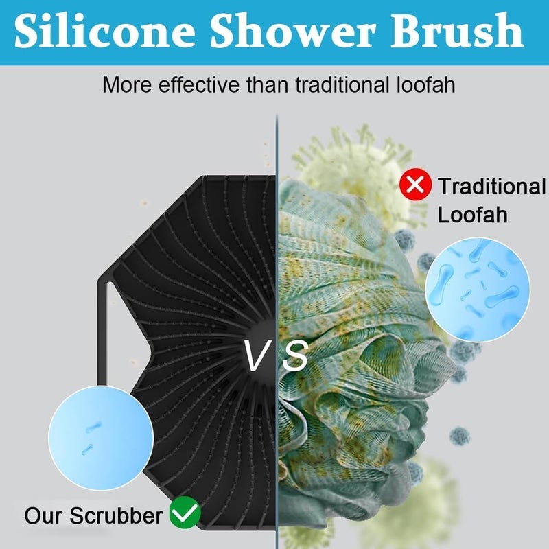 Bitrexup Silicone Body Scrubber | Silicon bathing brush Silicone Body Brush | Dry Exfoliating Brush Gentle Exfoliating for Women,Men and Babies with Sensitive Skin (GREY) - Image 4