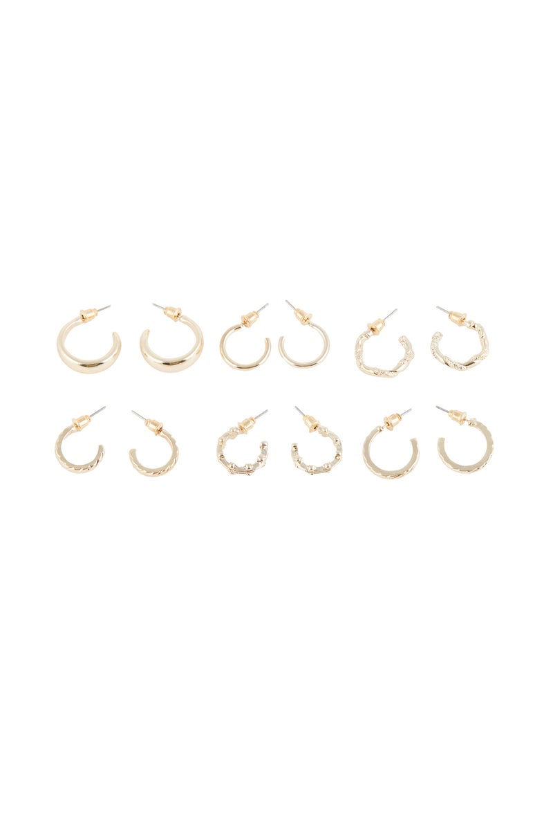 DeFacto Gold Woman Woman 6 Piece Gold Hoop Earrings Casual - Image 5