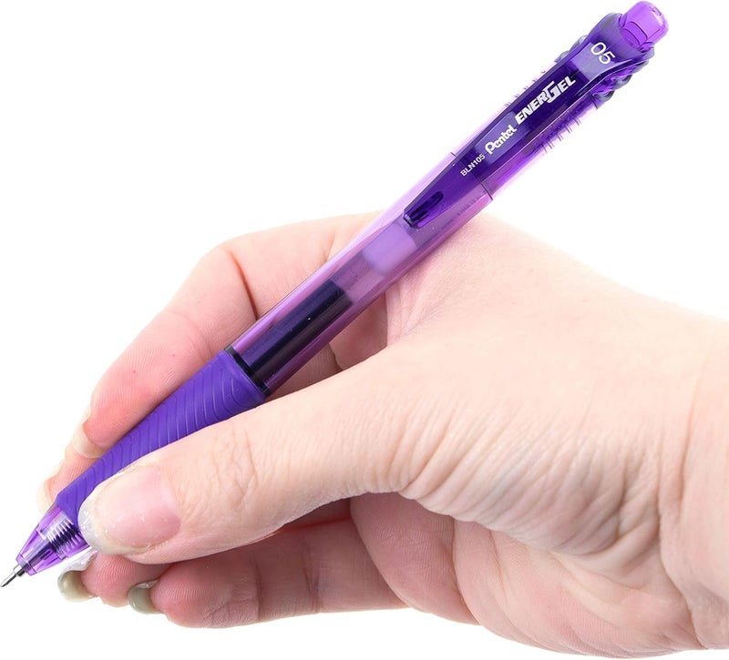Pentel 0.5mm EnerGel-X Retractable Liquid Gel Pen with Needle Tip and Violet Ink, Box of 12 (BLN105-V) - Image 3