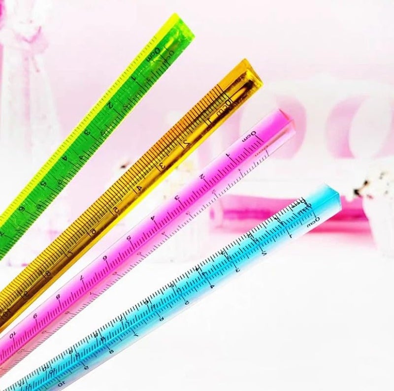 SSKR 15 Cms Ruler Triangular Pyramid Scale Measuring Tool Crystal Clear Triangular Ruler for Precise Measurements, Birthday Return Gifts, Party Favors, and Kids Stationery - Pack of 2 Pcs - Image 2