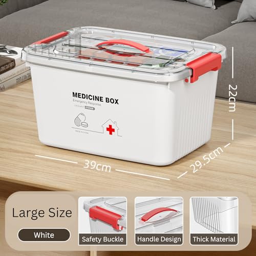 KREPS® Plastic Medicine Box, Medical First Aid Multi-Purpose Storage Organizer, Emergency Kit, Availbale in Multiple Size (WHITE, LARGE) - Image 2