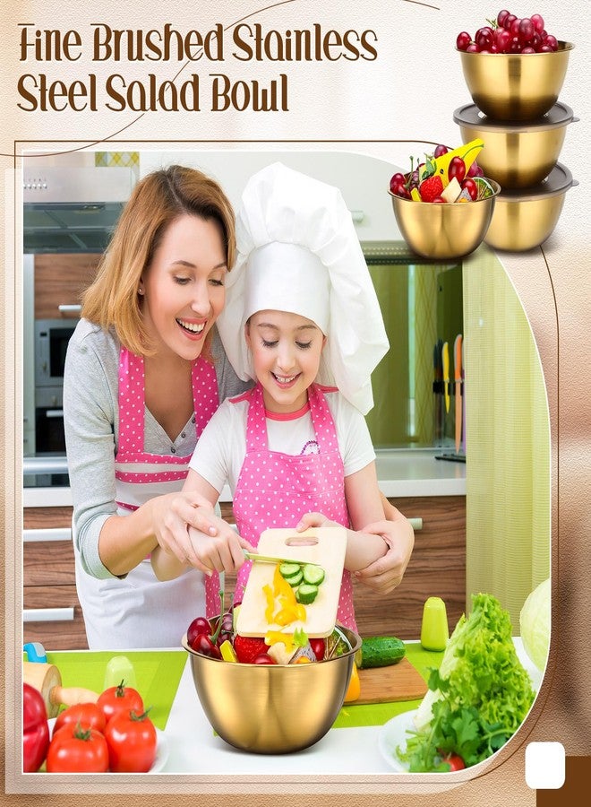 نوجو مجموعة نوجو من 12 وعاء خلط ذهبي اللون، مقاس 6.69 بوصة، مع أغطية محكمة الإغلاق، مصنوعة من الفولاذ المقاوم للصدأ الذهبي، مثالية لتقديم السلطة والفواكه والشوربات، من أدوات المطبخ المناسبة للغداء والوجبات الخفيفة. - Image 5