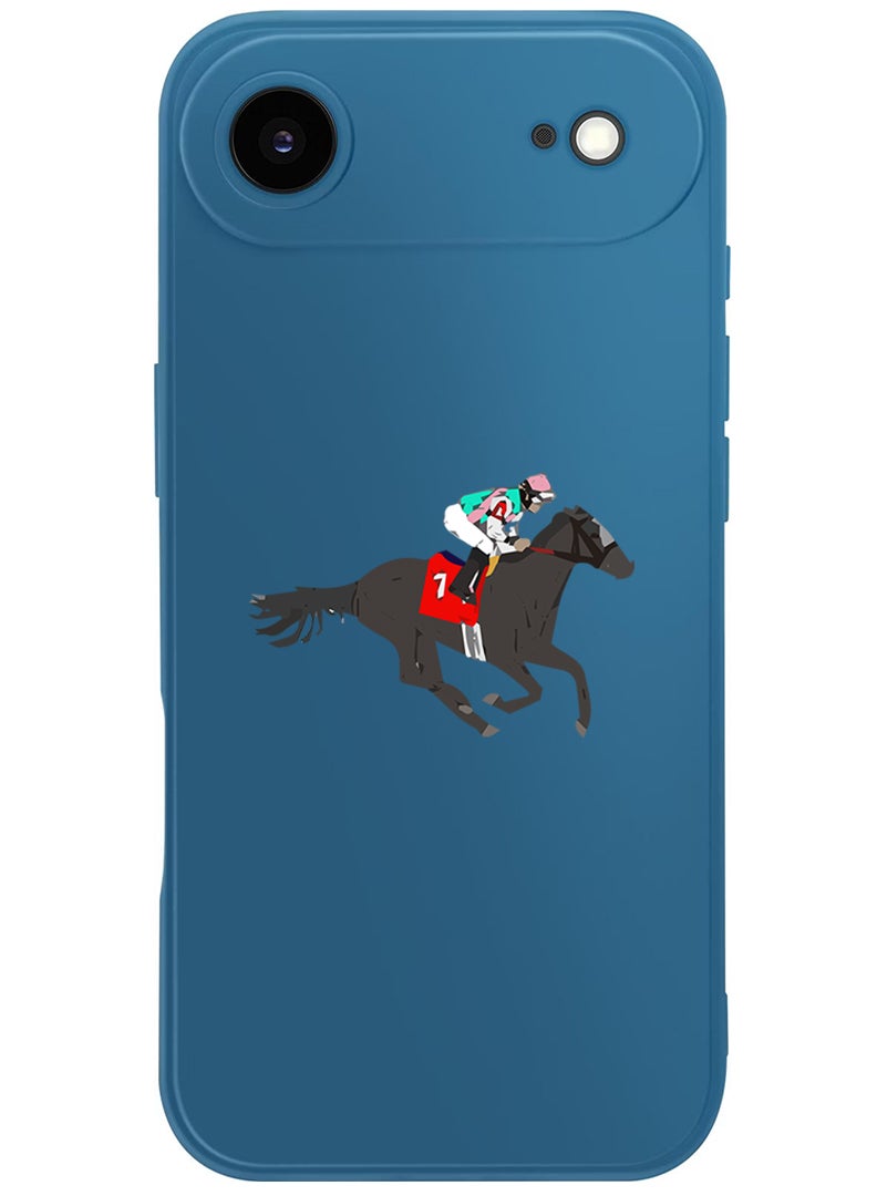 Theodor Protective Slim Fit Case Liquid Silicone Cover with Full Body Protection Anti-Scratch Shockproof Case For Apple iPhone 17 Air (Blue) Horse Riding - Image 1