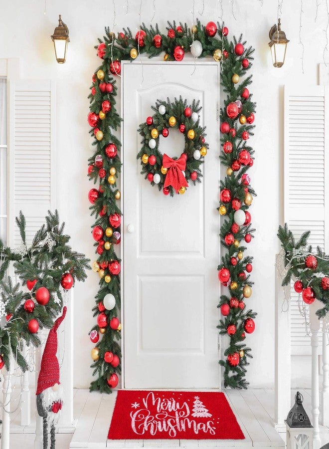 AnyDesign Merry Christmas Door Mats Natural Coir Doormat Red White Non-Slip Floor Mats Xmas Tree Printed Decorative Entrance Door Rugs for Christmas Indoor Outdoor Bathroom Decoration, 16.5 x 29 Inch - Image 5