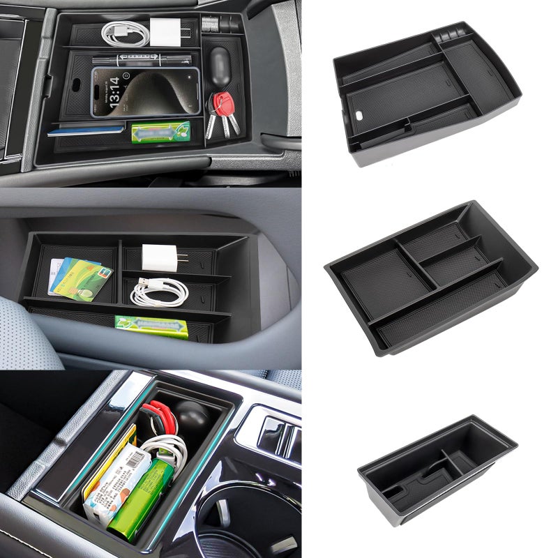 Neepiar Center Console Organizer Compatible with 2024 2025 VW Volkswagen Atlas Cross Center Console Storage Box Interior Accessories3PCS Center Console Tray