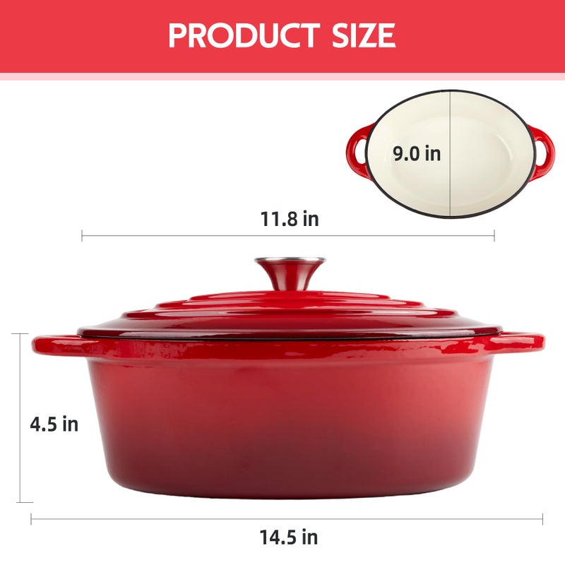 Alathote 5.5 Quart Oval Enameled Cast Iron Dutch Oven Pot with Lid, Oven Safe up to 550Â° F & Dishwasher Safe, Sturdy Dutch Oven Cookware - Image 3