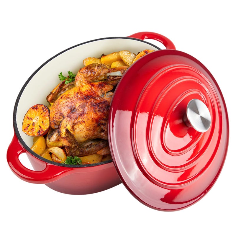 Alathote 5.5 Quart Oval Enameled Cast Iron Dutch Oven Pot with Lid, Oven Safe up to 550Â° F & Dishwasher Safe, Sturdy Dutch Oven Cookware - Image 1