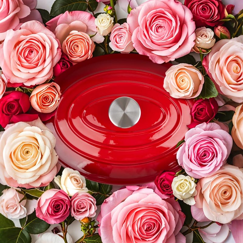 Alathote 5.5 Quart Oval Enameled Cast Iron Dutch Oven Pot with Lid, Oven Safe up to 550Â° F & Dishwasher Safe, Sturdy Dutch Oven Cookware - Image 2