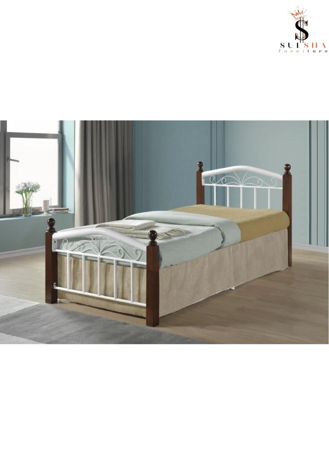 ALWASIT HOME Wooden And Steel Durable Single Bed For Home 190x90 with Medical Mattress