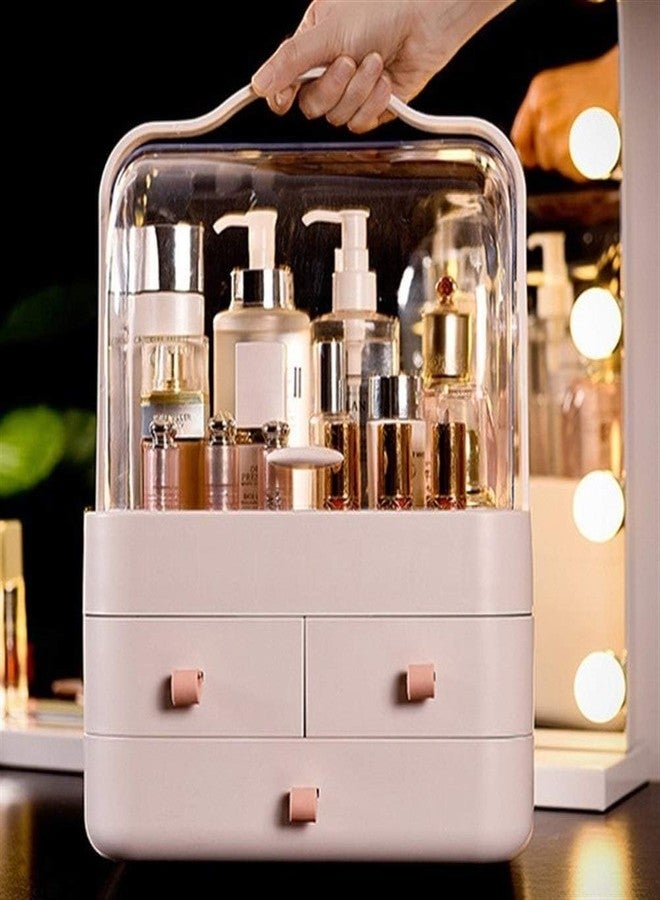 GNEY Cosmetics Box, Skin Care, Storage Box, Makeup, Cosmetic Tool Storage Box, Large Capacity, Tabletop Drawer Storage, Makeup, Jewelry, Desk Storage, Small Items, Divider, Desk Organizer (Pink) - Image 4