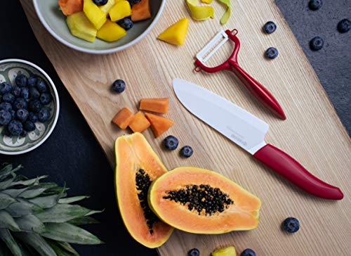 Kyocera Advanced Ceramic Revolution Series 3-inch Paring Knife, Red Handle, White Blade - Image 3