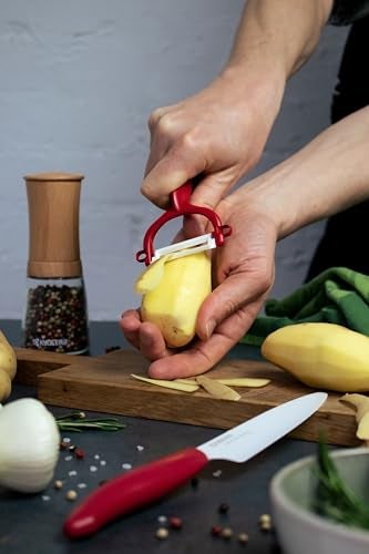 Kyocera Advanced Ceramic Revolution Series 3-inch Paring Knife, Red Handle, White Blade - Image 2