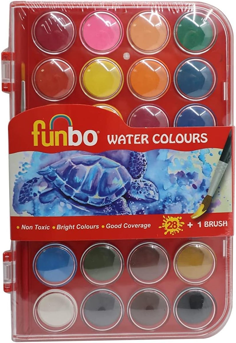 Funbo Watercolor Paint Set with 28 Colors and 1 Brush
