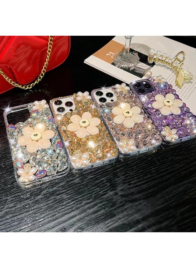 S-TOP Case For iPhone 13 Pro Sunflower Holder Hand-set Diamond PC Phone Case - Image 2