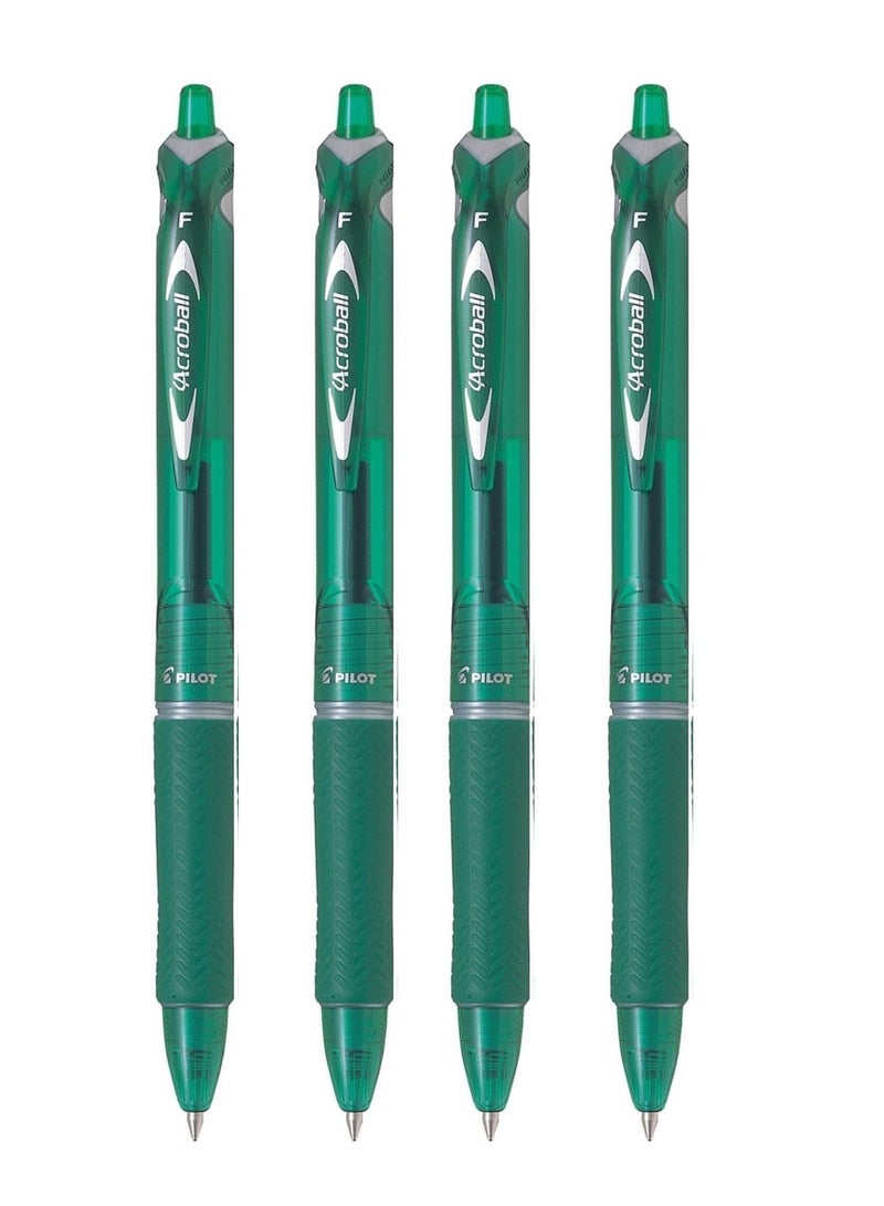 PILOT قلم حبر جاف قابل للسحب 4 قطع برأس رفيع حبر أخضر - Image 1