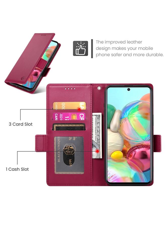 S-TOP Case For Samsung Galaxy A71 4G Side Buckle Magnetic Frosted Leather Phone Case - Image 4