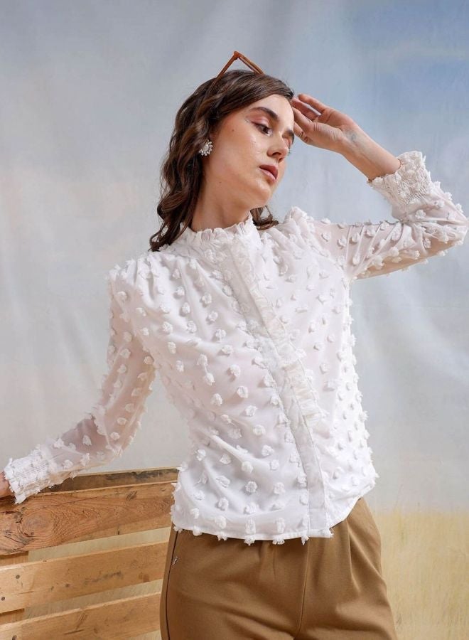 Freehand Women Regular Fit Textured Shirt Collar Long Sleeve Shirt - Image 1