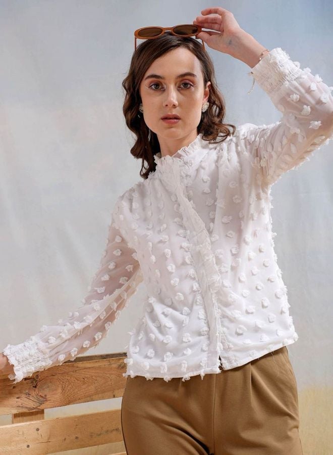 Freehand Women Regular Fit Textured Shirt Collar Long Sleeve Shirt - Image 2