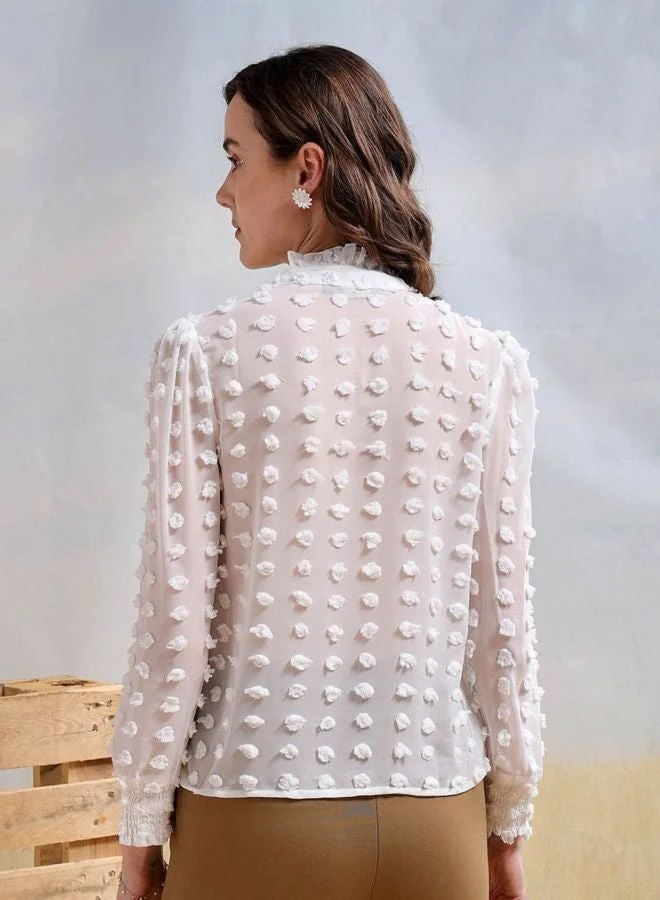 Freehand  Women Regular Fit Textured Shirt Collar Long Sleeve Shirt  | Best Price UAE