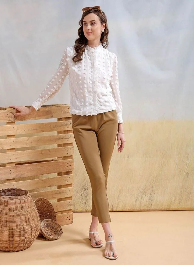 Freehand  Women Regular Fit Textured Shirt Collar Long Sleeve Shirt  | Best Price UAE