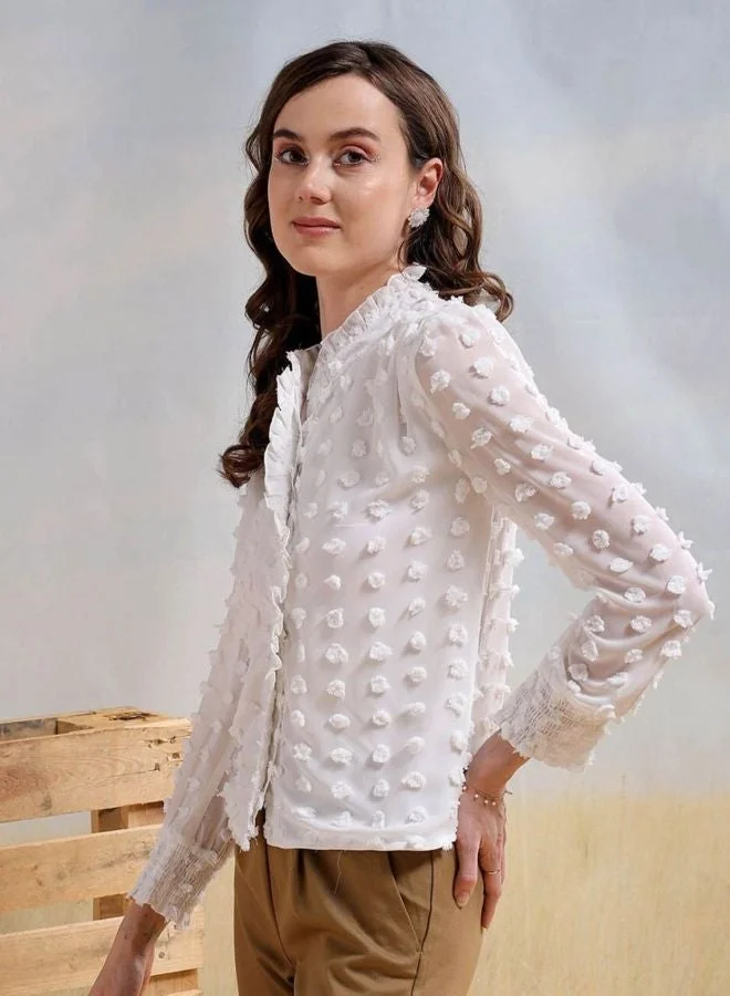 Freehand  Women Regular Fit Textured Shirt Collar Long Sleeve Shirt  | Best Price UAE