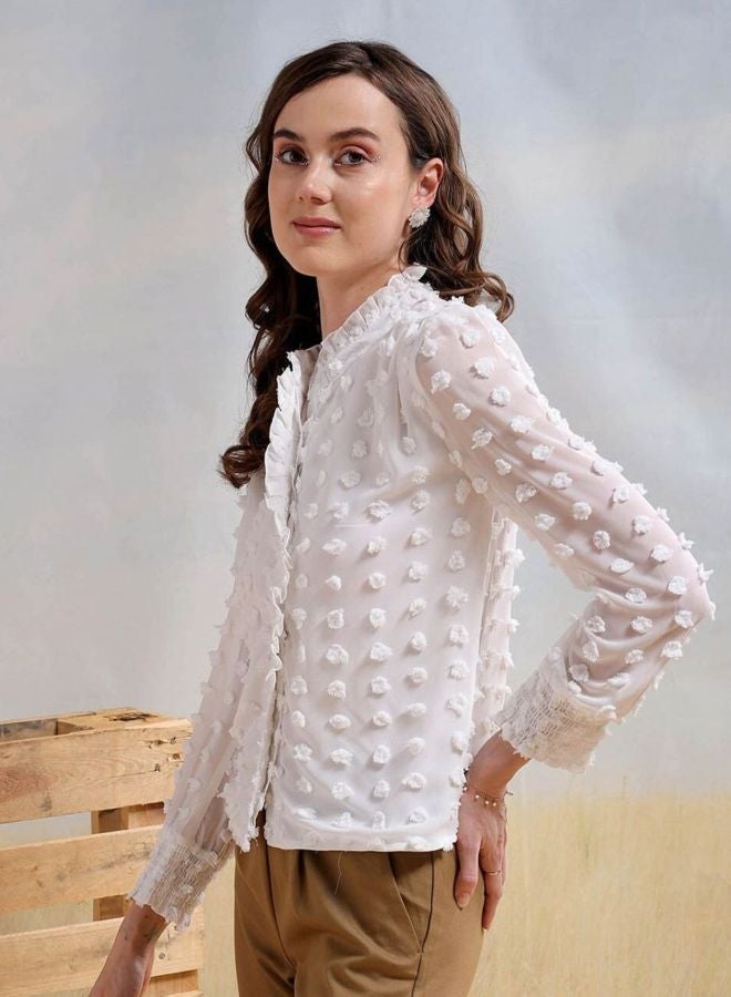Freehand Women Regular Fit Textured Shirt Collar Long Sleeve Shirt - Image 5