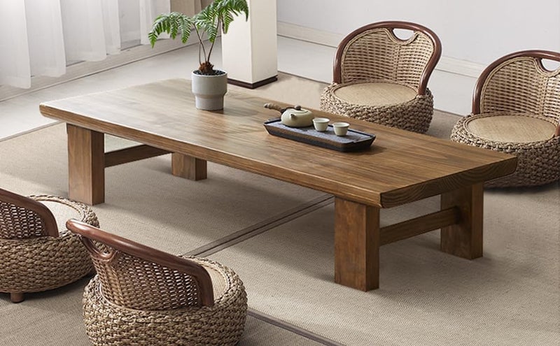X went Japanese Style Sheesham Wood Coffee Table for Living Room, Dining Room, Bedroom, Kitchen, Office Home Decor Size Off (100x50x38) - Image 1