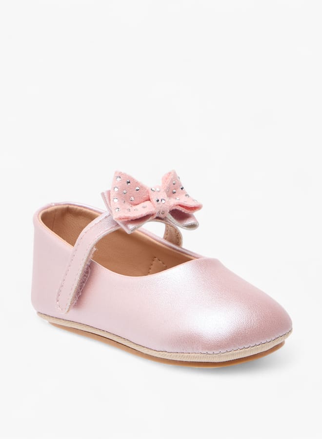 Barefeet Girls Bow Accent Booties with Hook and Loop Closure  - Image 2