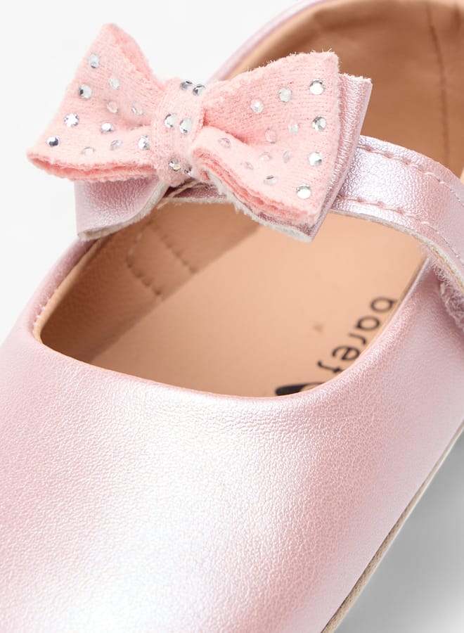Barefeet Girls Bow Accent Booties with Hook and Loop Closure  - Image 4