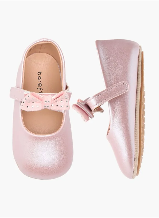 حافي القدمين Girls Bow Accent Booties with Hook and Loop Closure Ramadan Collection